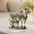 thumbnail image 3 of Exquisite Cow & Calf 2D Acrylic Desktop Decor | Sparkly Home Party Ornament | Handmade Style Tabletop Decoration, 3 of 7