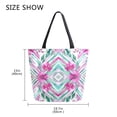 thumbnail image 5 of Open Top Canvas Tote Bag with Zipper Reusable Shopping Bag 13.5x15" Roomy Carryall Elegant Shapes with Flowers, 5 of 9