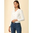 thumbnail image 2 of Allegra K Blusa de manga larga con tapeta completa y cuello en V para mujer blanco M Unique Bargains Blusa, 2 of 6