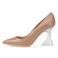 thumbnail image 5 of FSJ Women Classic Pointed Closed Toe Dressy Pumps Transparent Chunky Block High Heel Slip On Office Ladies Casual Party Shoes Size 10.5 Light Tan, 5 of 6