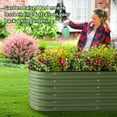 thumbnail image 3 of HOOFUN 8ft X 2ft Raised Garden Bed, 17" Tall 9 in 1 Metal Garden Raised Kits, Oval Planter Box Outdoor for Vegetables Flowers- Olive Green, 3 of 5