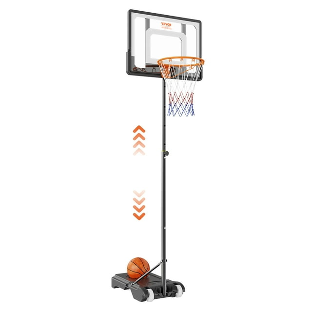 VEVOR Basketball Hoop, 5-7 ft Adjustable Height Portable Backboard System, 32 inch Basketball Hoop & Goal