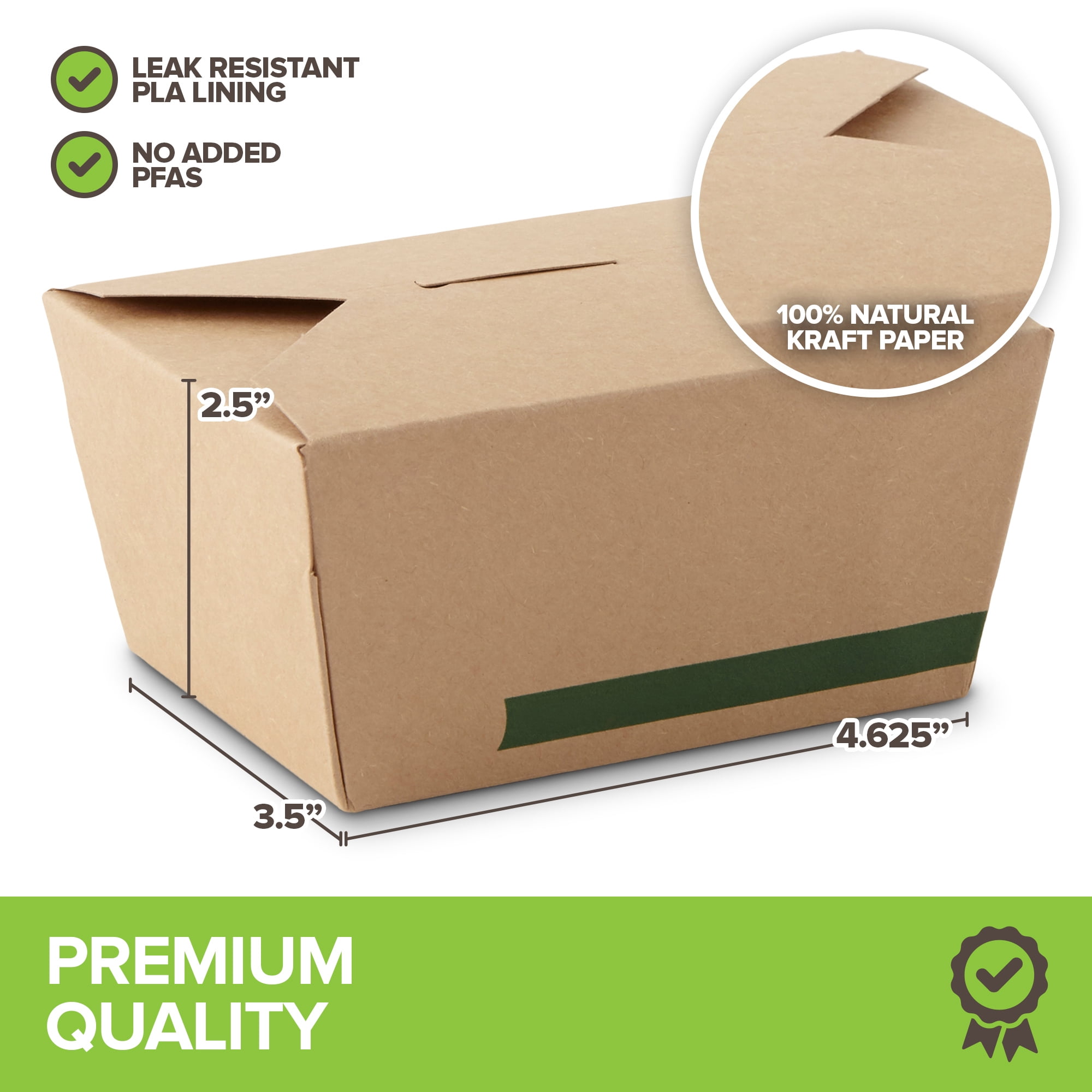Set of 50 30 oz Food Take Out Containers Disposable Small Microwaveable Paper To Go Boxes Grease Resistant Kraft Cardboard Lunch Box Takeout