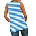 thumbnail image 4 of Tank Tops for Women under $5 Stripe V-neck Sleeveless Loose Casual Side Slit Casual Top Blue S, 4 of 6