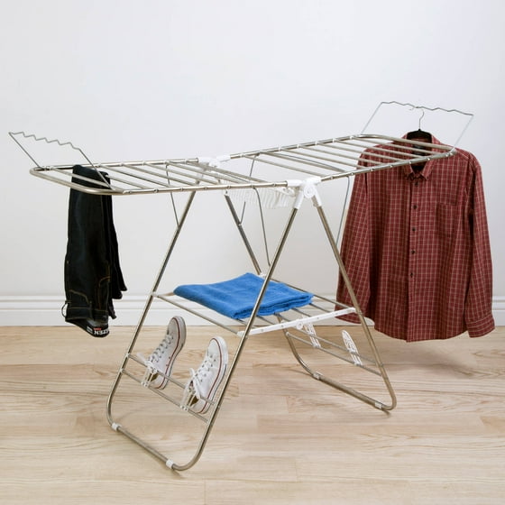 Everyday Home Sturdy Adjustable Gullwing Drying Rack with Shoe Horns
