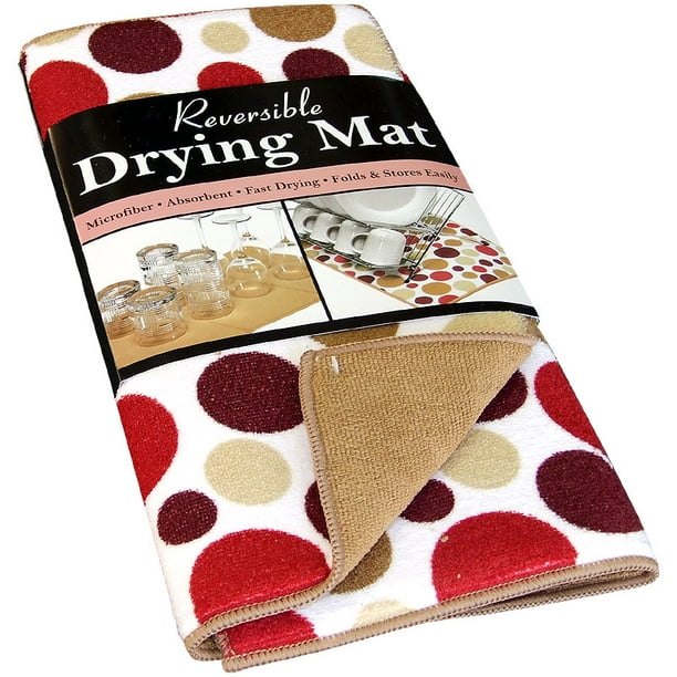 Ritz Dish Drying Mat reversible polka dot paprika