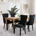 thumbnail image 3 of JESTOP Velvet Dining Chairs Set of 4, Tall Back Side Chair, Modern Upholstered High-end Tufted Side Chair with Button Back Ring, Solid Wood Legs (Black), 3 of 8