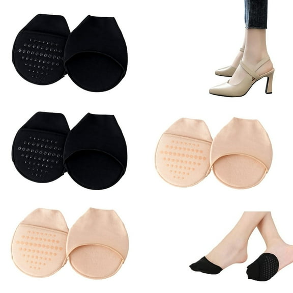 4 Pairs Foot Cushion Socks Topboutique Women's Toe Cover with Padding Toe Topper Liner Socks Half Forefoot Socks Non- Slip Bottom Forefoot Pads with Sponge Cushion Non- Skid No Show Half Socks