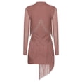 thumbnail image 4 of iiniim Women's V Neck Long Sleeve Fringe Latin Dance Tango Waltz Cocktail Party Dress Dusty Pink M, 4 of 7