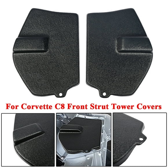 ALLTIMES Front Strut/ Shock Tower Covers with Mag Ride for Corvette C8, Durable Black ABS Plastic