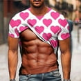 thumbnail image 2 of Penkiiy Valentine's Day Heart Print Men's Muscle Short Sleeve T-Shirt 3D Printing Casual Funny Top Novelty Pattern Short-Sleeved Shirt T-Shirt M Khaki, 2 of 5