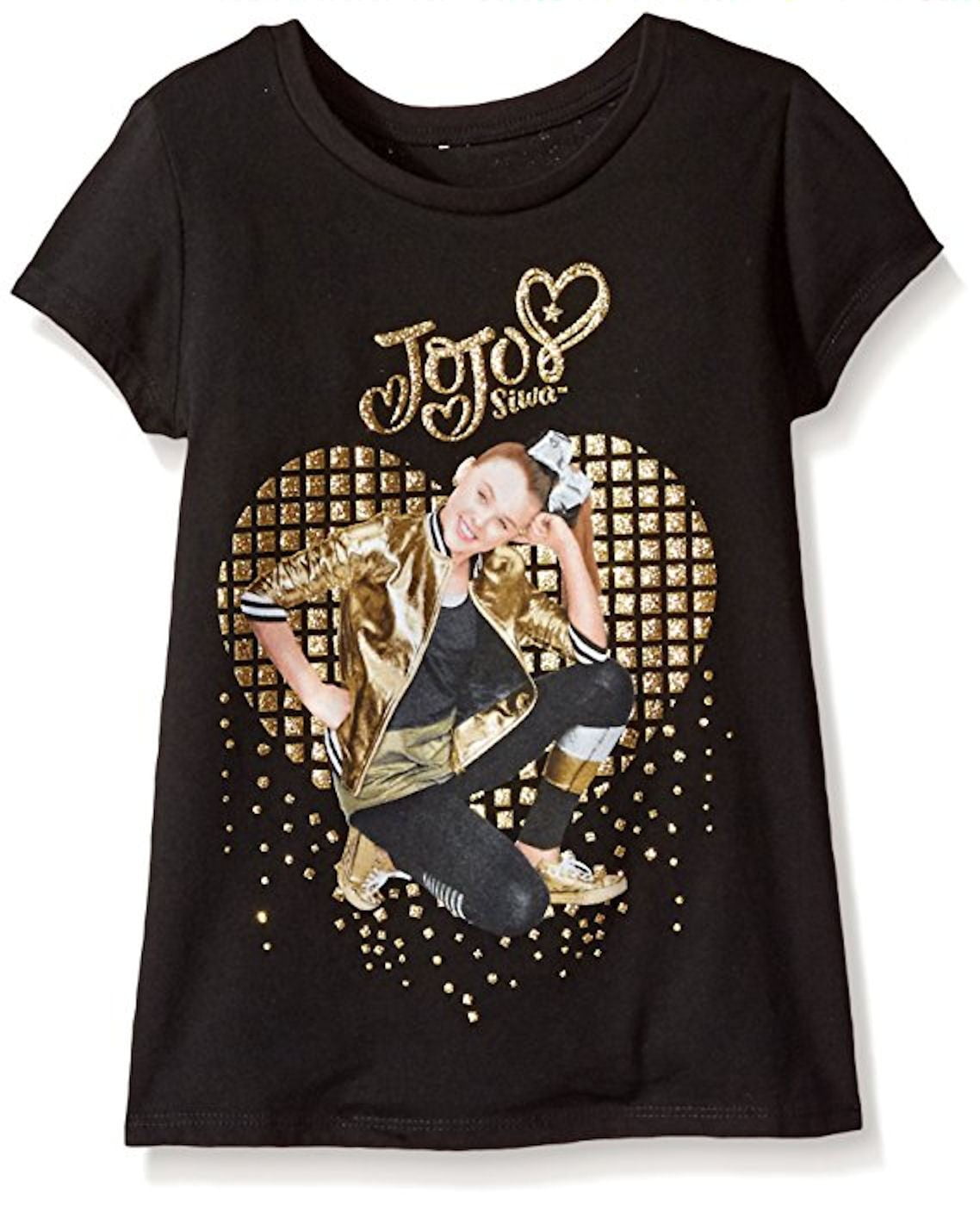 JoJo Siwa Glittery Gold T-Shirt Black M-10/12 - Walmart.com - Walmart.com