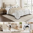 thumbnail image 6 of Quilts Twin XL Size Bedding Set, Christmas Trees Lightweight Quilted Comforter, Winter Xmas Snowflakes Pine Beige Brown Soft Reversible Bedspread Coverlet with Pillow Covers for All Season, 68" x 98", 6 of 9