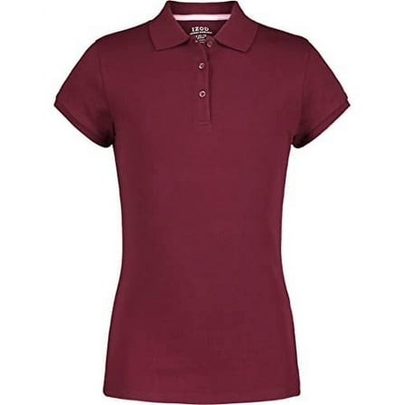 IZOD BURGUNDY Girls' School Uniform Short Sleeve Interlock Polo Shirt, US 4