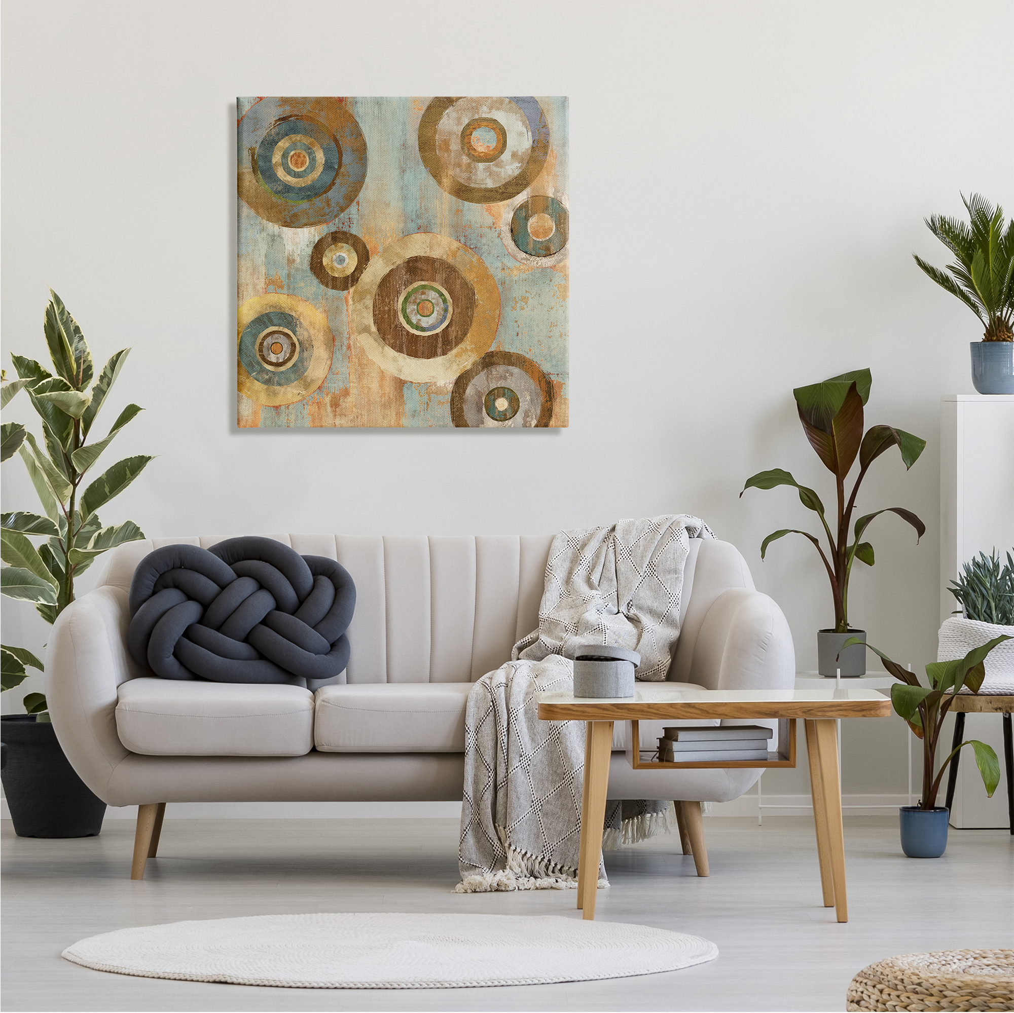 Stupell Industries Geometric Circles Layered Abstract Painting Industrial Rust Tones, 30 x 30,Design by Cam Richards