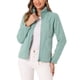 thumbnail image 1 of Chaqueta de forro polar con cremallera completa INSPIRE CHIC para mujer, abrigo de invierno de manga larga y cuello alto, color verde M, 1 of 1