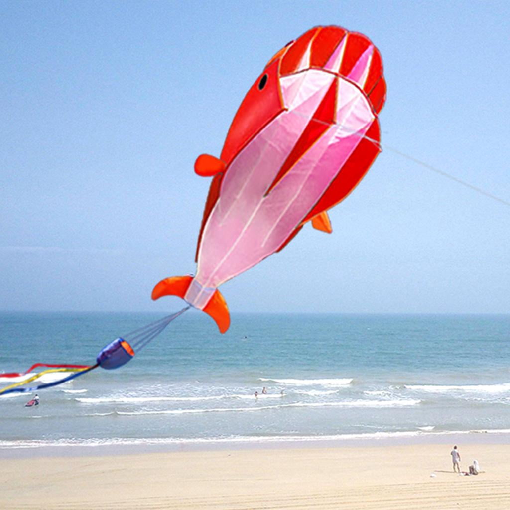 DimyFew 3D Dolphin Kite Childhood Dolphin Orange Soar Priceless Parafoil Gift for Sports red