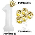 thumbnail image 4 of SUNFICON 40 Inches Number 1 Balloon, Giant White Digit Helium Foil Balloons, 1 Gold Crown Balloon, 5 Confetti Balloons for Birthday Wedding Anniversary New Year Party Decorations, 4 of 4