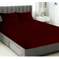 thumbnail image 2 of King Size- 3 Piece 800 GSM Down Alternative 3 Inch Thick Upto 15" Deep Pocket Fitted Mattress-Topper Protector for Extra Soft Comfortable Sleep for All Season- King(78X80 Inche), Burgundy, 2 of 5