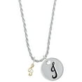 thumbnail image 1 of Delight Jewelry Goldtone Mini Clef with Crystal Silvertone Script Initial Disc - J - Charm Necklace, 20"+3", 1 of 4