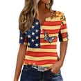 thumbnail image 2 of SwiftWear Women American Flag Graphic V Neck T shirts 4th of July Short Sleeve Button-Down Patriotic Tee Casual Tops Summer Outfits, 2 of 9