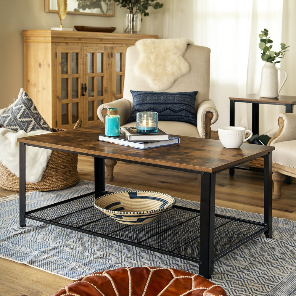 Best Choice Products 42in Rustic Industrial 2-Tier Coffee Table, Living