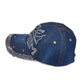 thumbnail image 5 of Popfizzy Womens Cheer Mom Hat, Bling Blue Denim Adult Baseball Hat, 5 of 7