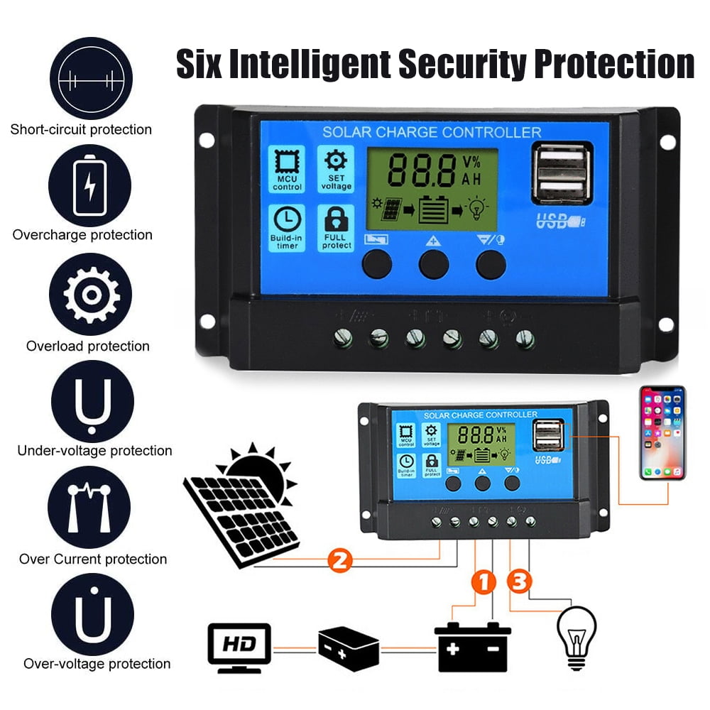 Solar Charge Controller Model W88-C 12V/24V 30A New - USA Seller