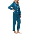 thumbnail image 4 of MOSEYEYOO Womens Satin Pajamas Set Button Down Silk 2 Piece Pj Sets Long Sleeve Sleepwear, 4 of 5