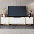 thumbnail image 2 of TV Furniture Modern White & Gold Fluted TV Stand with Storage, Fits 80” TVs | White | TV Size Ranges Up to 80”, 2 of 18