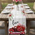 thumbnail image 4 of Valentine's Day Table Runner - 48 Inch Long Red Plaid Truck Roses Love Leaves Wood Cotton and Linen Blended Dress Scarves Farmhouse Table Runner for Kitchen Dining, Coffee Table, 13" x 48", 4 of 8