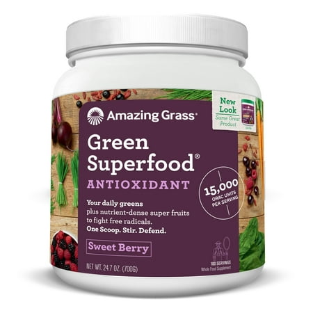 Amazing Grass Green SuperFood Antioxidant Powder, Sweet Berry, 1.54 Lb