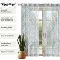 thumbnail image 6 of Vargottam Block Print Sheer Curtains for Short Windows Set of 2 Panels, 63" Length, Grommet Top, Printed Georgette, Light Filtering Drapes for Kitchen or Bedroom, 6 of 9
