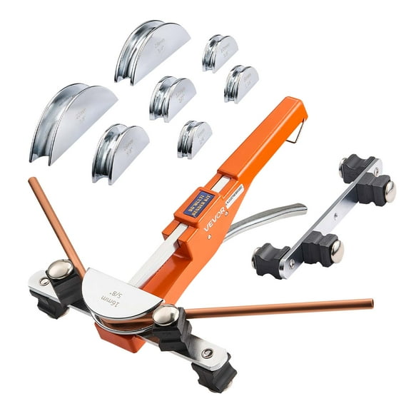 VEVOR Tubing Bender Kit, 1/4 to 7/8 Inch, Compact Ratcheting Tube Pipe Bender, Ratchet Hand Bending Tool, with 7 Aluminium Alloy Dies, HVAC Tools, for Copper Aluminum HVAC Refrigeration Maintenance