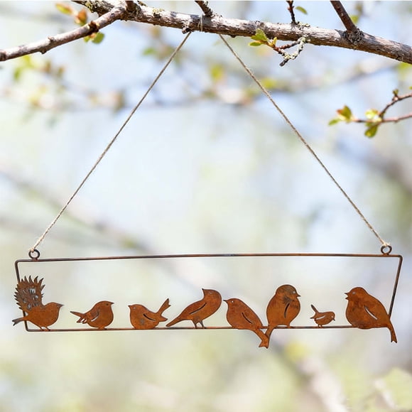 8 pájaros en un tocón de árbol para decoración de jardín exterior – Estatua de pájaro de resina para patio, jardín y hogar.