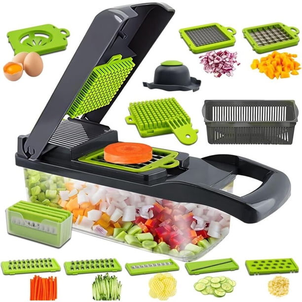 16-in-1 Multifunctional Vegetable Slicer with 7 Replaceable Blades, Compatible with Kitchen Mandoline for Onions and Vegetables