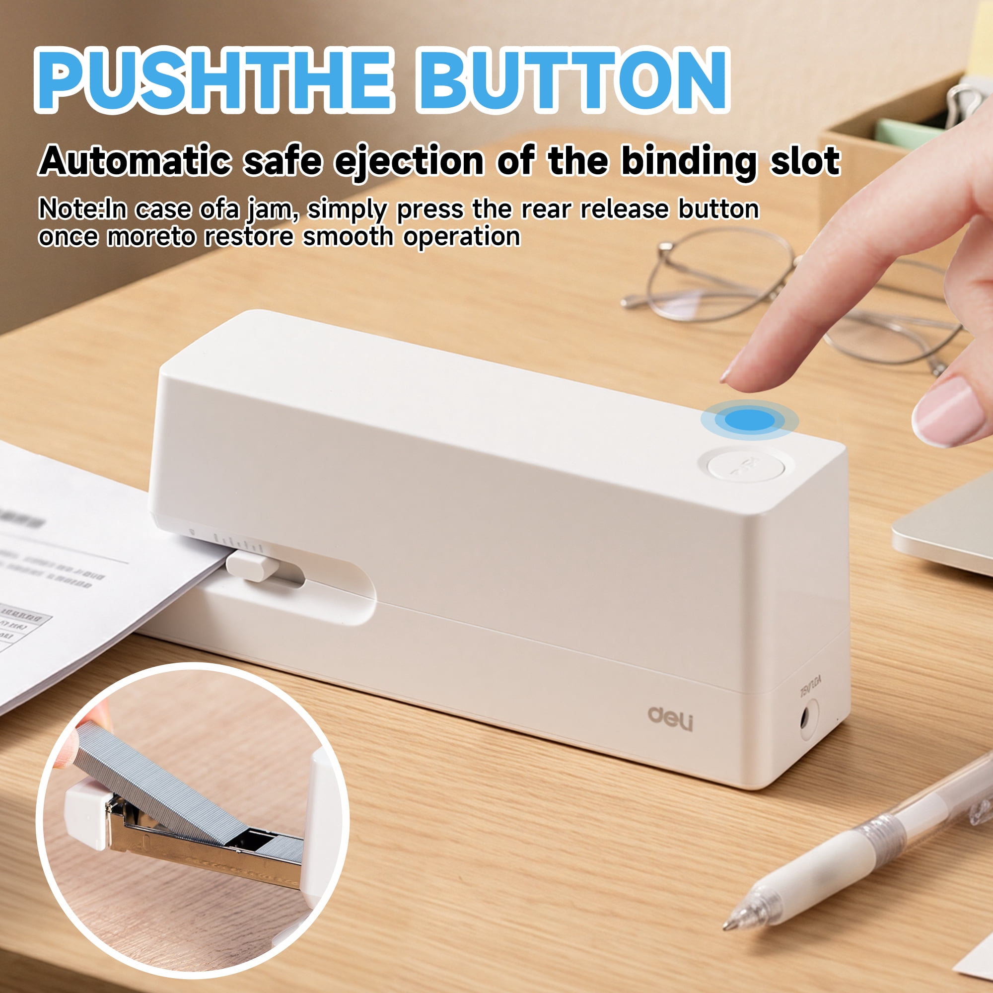 Deli 25-Sheet Electric Stapler with 2000 Staples & Staple Remover, AC or Battery Powered Staplers for Home Office, White