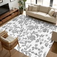 thumbnail image 2 of 5x7 Area Rugs, Grey Flower Non-Skid Rubber Backing Large Rectangle Rugs - Living Room Bedroom Home Office, Vintage Farmhouse Boho Leaf Spring Plant Indoor Floor Mat Carpets Washable Rug, 2 of 9