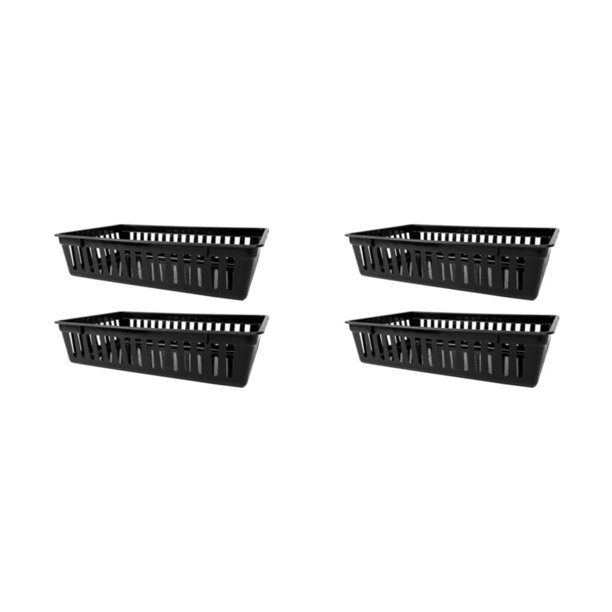 Injueey Cesta miscelánea rectangular duradera y de moda de 2 bolsas para apilar y almacenar Cesta organizadora de baño negra negro 2Conjunto