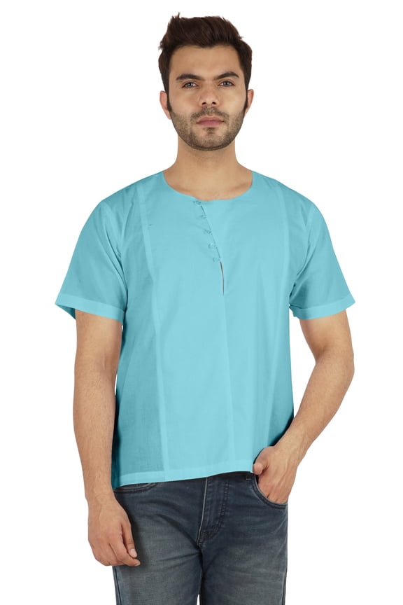 Indian Designer Short Mens Kurta For Jean Solid Casual Shirt Tunic Ethnic Traditional Wear
