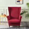 thumbnail image 3 of Eurhowing 2-Piece Wingback Chair Slipcovers with Cushion Cover, Stretch Elastic Jacquard Armchair Cover for Living Room, Furniture Protector for Pets, Kids, Burgundy, 3 of 13