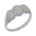 thumbnail image 1 of LBG British Made 925 Sterling Silver Natural Opal Womens Anniversary Ring - 33 size options - Size 11.5, 1 of 7