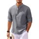 thumbnail image 1 of Camisa De Hombre De Manga Larga, Cuello Alto, Botón Abierto,, 1 of 6