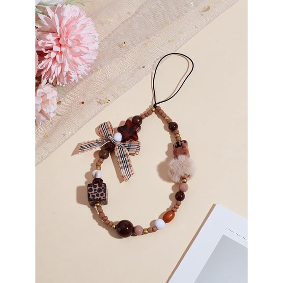 1Pcs Leopard PVC Phone Charm for Women Coconut Brown Decorations Pendants Phone Lanyard Belt Chain for Keychain Clasps USB Drive DIY Jewelry Mobile Accessories 190mm Coconut Brown