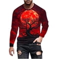 thumbnail image 2 of Blusas y camisas de manga larga con cuello redondo para hombre, estilo casual, cuello redondo, manga larga, camiseta estampada de Halloween, blusas, blusas de poliéster para hombre., 2 of 5