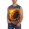 thumbnail image 1 of Fotbe Sunset Coast Sunflower Men's Camiseta sin Mangas Estampada para Hombres, Playera Casual para Gimnasio, Entrenamiento, Playa-Medium, 1 of 7