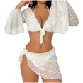 thumbnail image 1 of Mesh Bikini Swimsuit Set for Women 4-Piece with Lining and V-Neck Top for Beach and Pool, 1 of 5