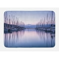 thumbnail image 1 of Sailboat Bath Mat, Large Yacht Harbor in Sunrise Scenery Cruise Leisure Summertime Active Life, Non-Slip Plush Mat Bathroom Kitchen Laundry Room Decor, 29.5 X 17.5 Inches, Lilac Purple Grey, Ambesonne, 1 of 2