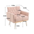 thumbnail image 2 of Accent Chair, Modern Fabric Upholstered Armchair with Metal Legs and Button Tufted Backrest, Leisure Single Sofa Chair with Square Armrest and Thicken Cushion for Living Room,Office, Pink, 2 of 7