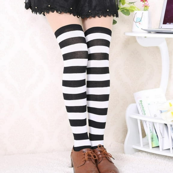 Extra Long Cotton Stripe Thigh High Socks Over the Knee High Socks